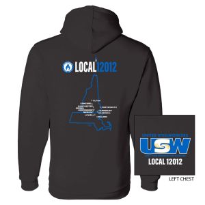 USW STEEL WORKERS 12012 UNION PROUD MENS BLACK HOODY UNION PRINTED