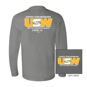 USW UNITED STEEL WORKERS MENS LONG SLEEVE T-SHIRT USA MADE UNION PRINTED 5060